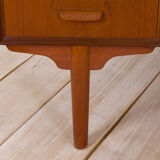 Mid Century free standing bullet shape executive teak desk by H.P. Hansen, Denmark, 1960s