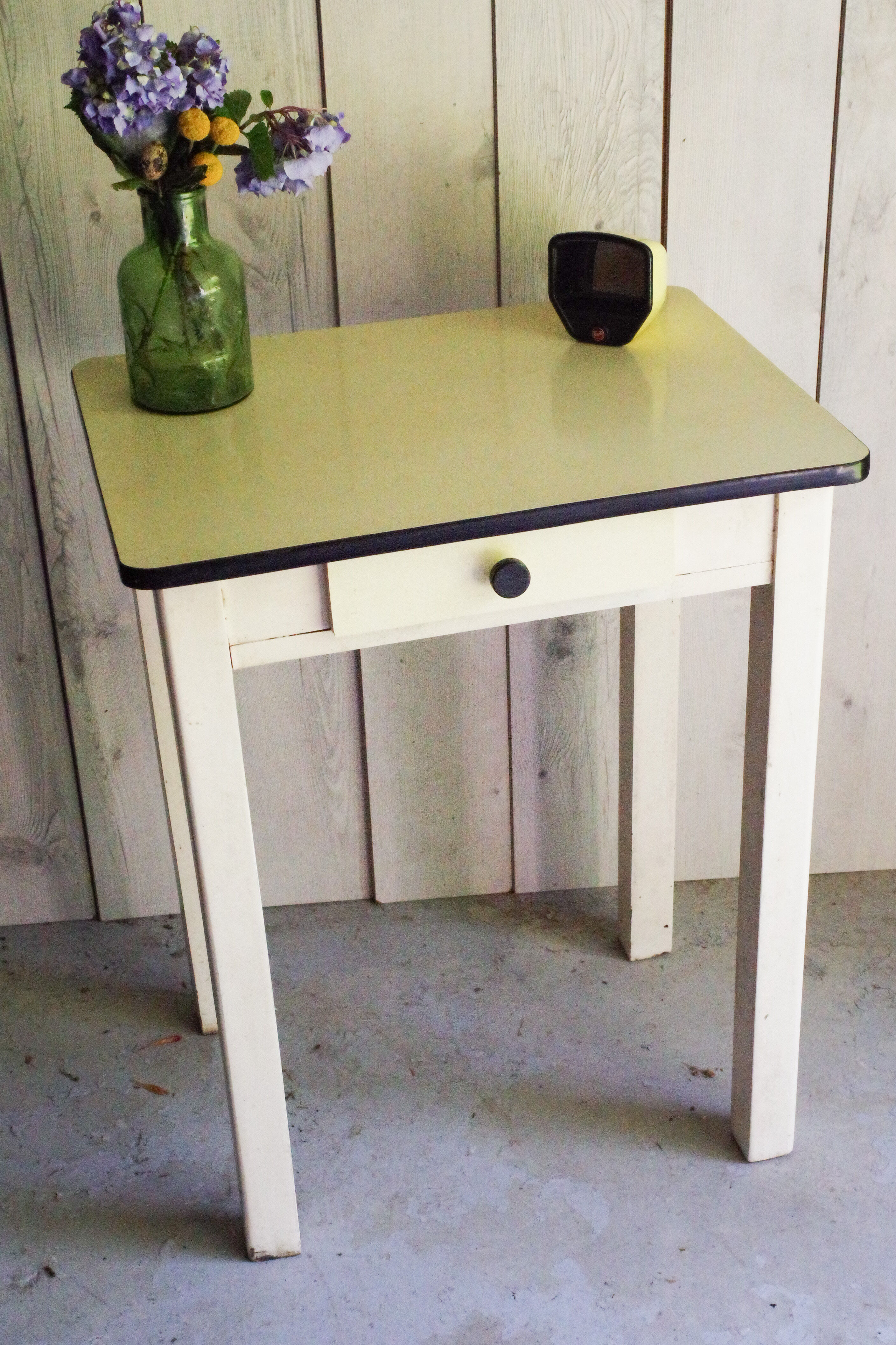 White table tray and drawer formica 50s