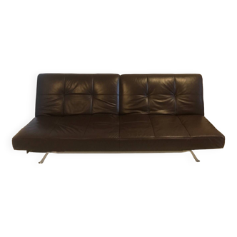 Leather convertible sofa