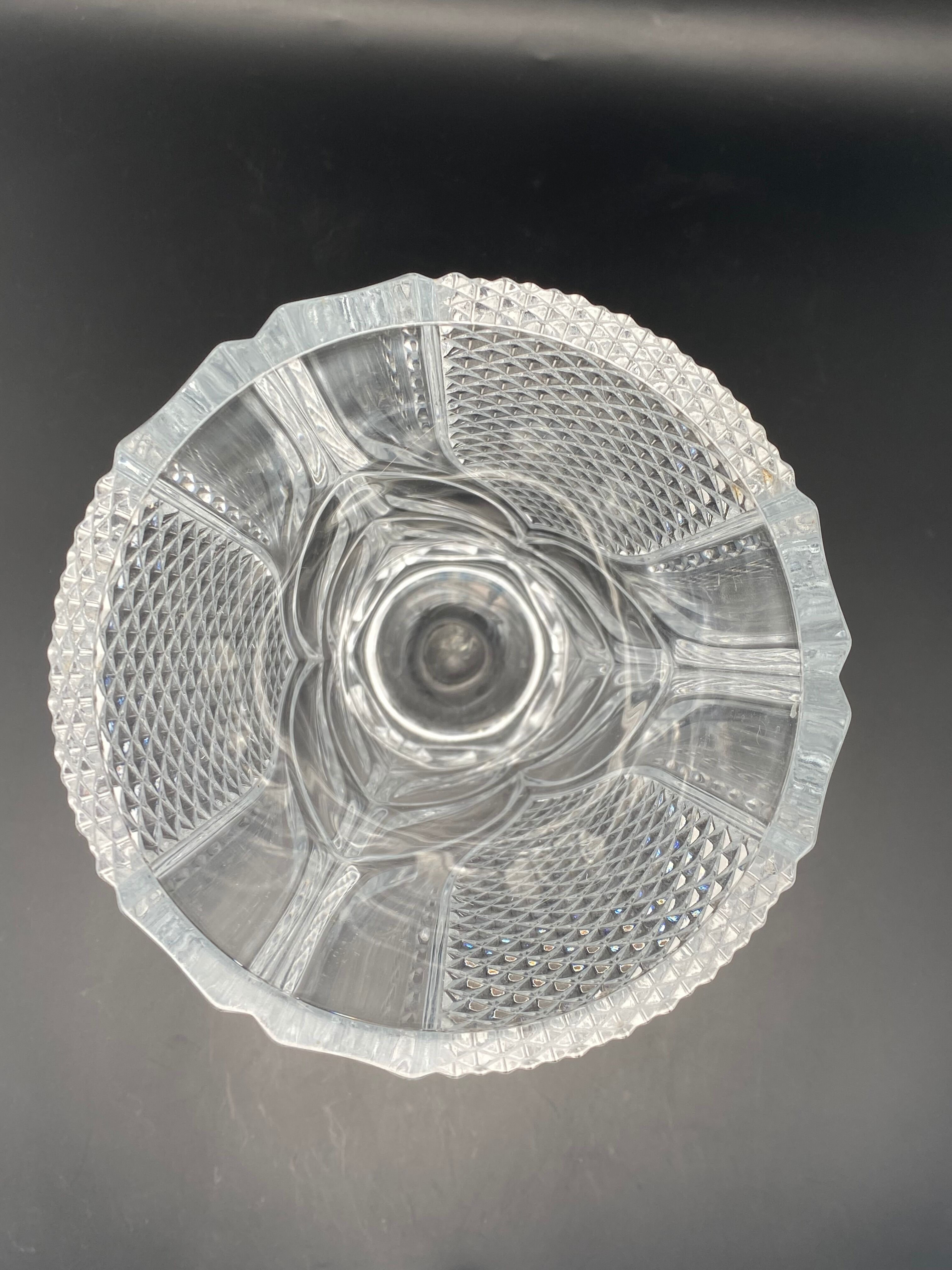 Large worked transparent glass vase