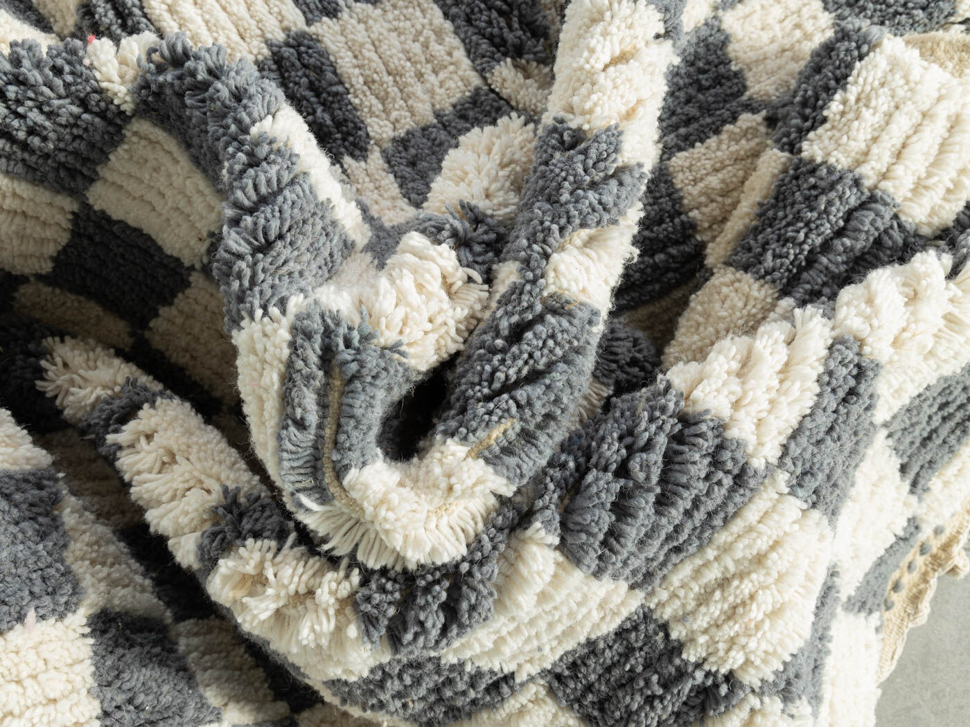 Grey Blue Check, Berber Rug, 162 x 215