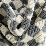 Grey Blue Check, Berber Rug, 162 x 215
