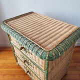 Wicker chest of drawers, 1970s-80s.