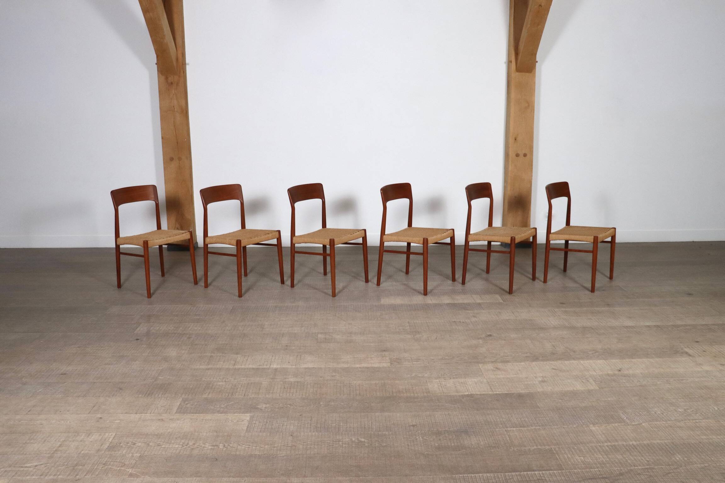 Kai Kristiansen Dining Chairs In Teak And Papercord For KS Mobler, Denmark 1960s, Set Of 6