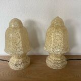 2 Lampes Art Deco Globe Verre De Clichy Jaune.