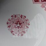Set of 6 art nouveau plates KG Lunéville pink Lierre Écusson model