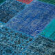 Handmade anatolian vintage 202 cm x 300 cm blue patchwork carpet