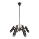 Modernist chandelier with 6 spots in chrome metal, France circa 1970.