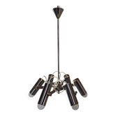 Lustre à 6 spots moderniste en métal chromé, France vers 1970