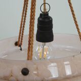 Vintage soft pink marbled glass Art Deco design pendant lamp