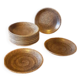 12 flat plates in sandstone from Salins les Bains, 1960s