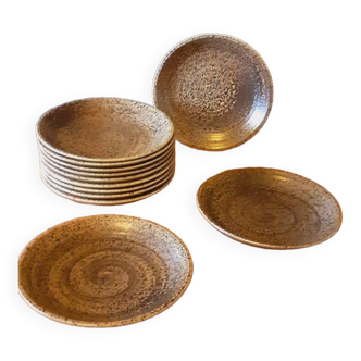 12 flat plates in sandstone from Salins les Bains, 1960s