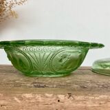 Green glass butter dish