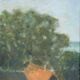 Huile sur toile originale suédoise – « Paysage avec ferme » par H. Engkvist – datée de 1983 – vintage et encadrée – 41 × 50 cm (16,1" × 19,7")