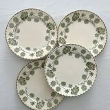 4 assiettes à dessert terre de fer « Géranium » Sarreguemines