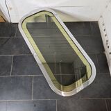 Chrome metal coffee table with smoked glass top from the 70s