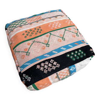 Handmade Berber Kilim pouf, floor cushion.