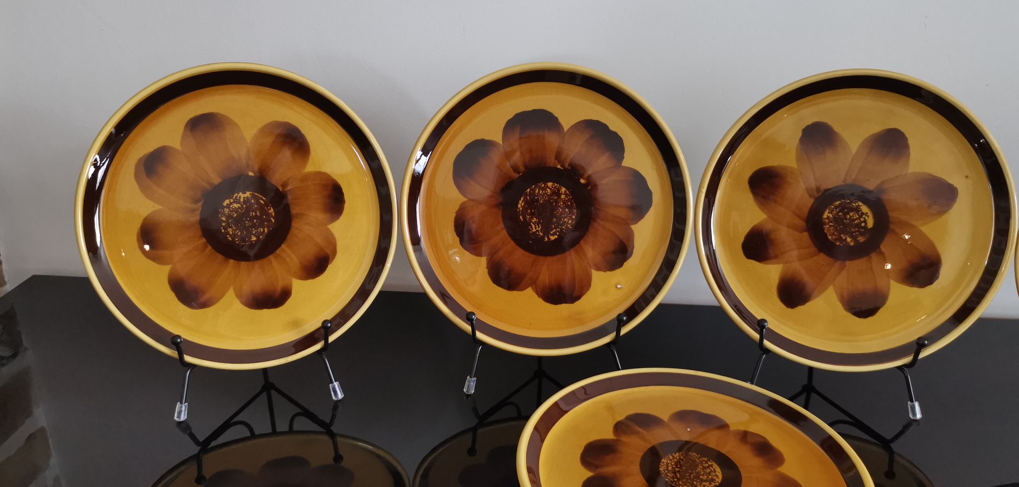 5 dessert plates in vintage ceramic Sarreguemines "Rimini"