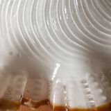Handkerchief-shaped lampshade in white opaline glass and ocher border