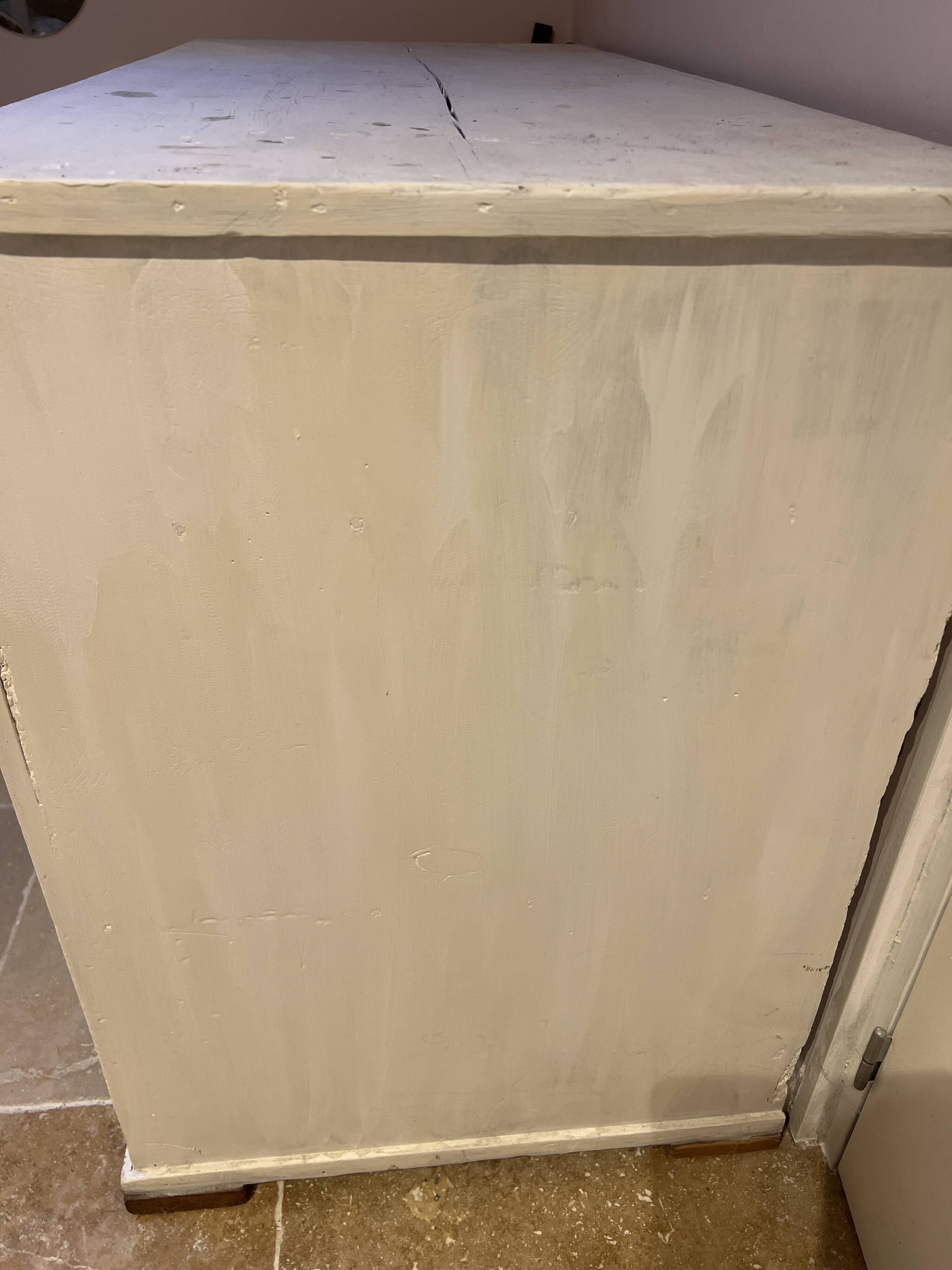 Sturdy antique sideboard with solid wood and drawers.