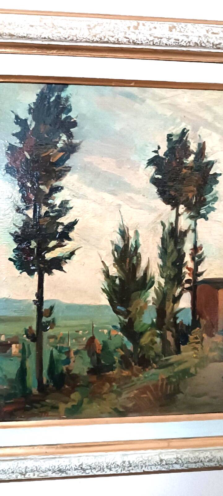 Landscape painting oil on panel Tuscan school 1930s signed