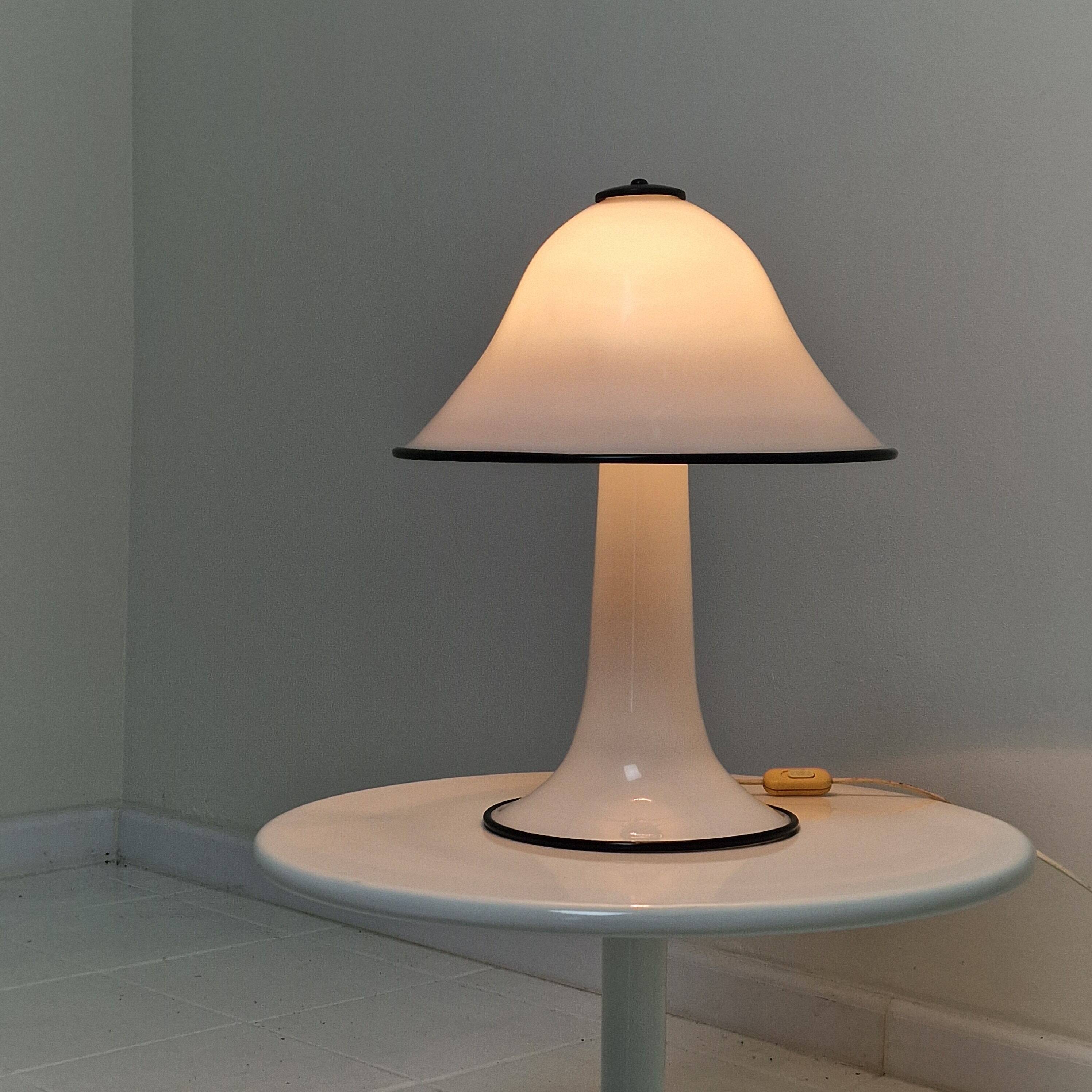 Rare '70s Murano Mushroom Lamp – Hand-Blown Glass with White Diffused Light