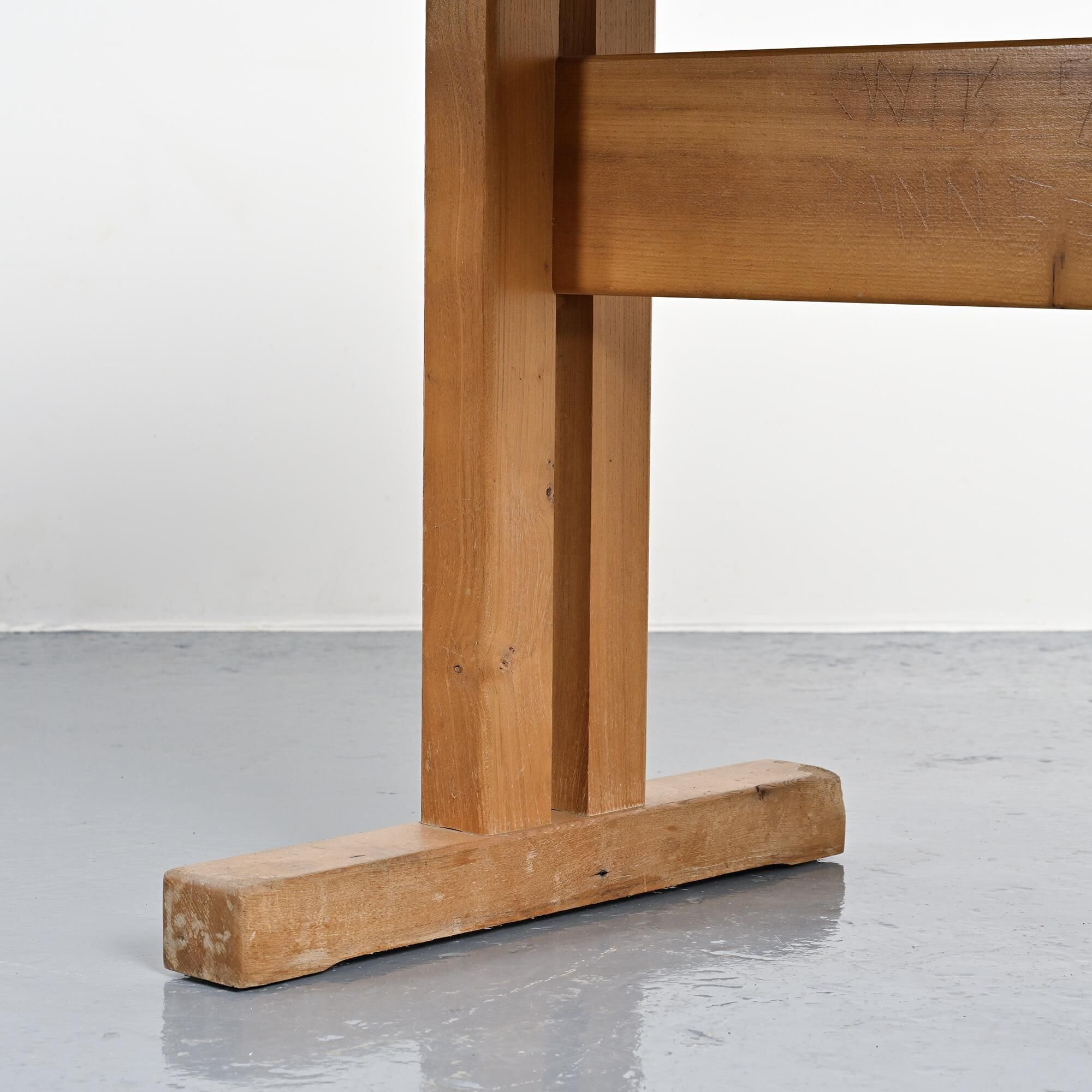 Dining table in solid elm, Les Arcs, France.