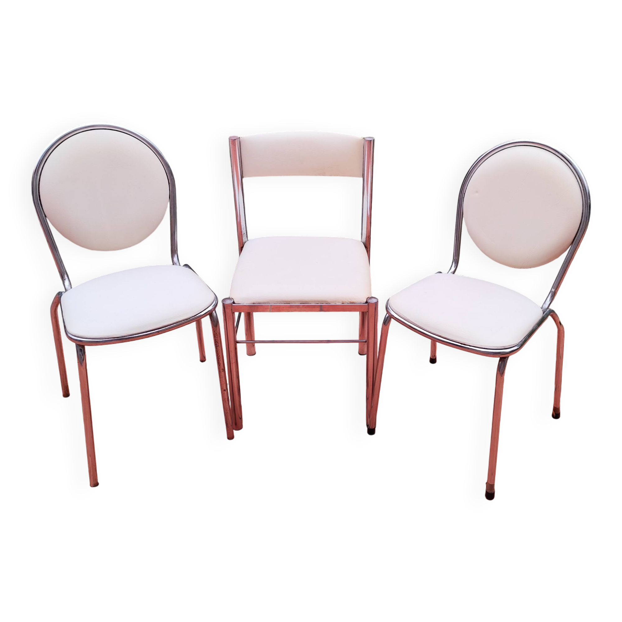 CIVIC Made in France Trio of vintage 1970s Medallion chairs