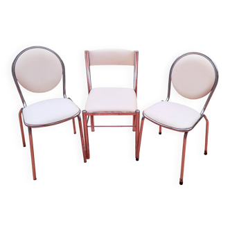 CIVIC Made in France Trio de chaises Médaillon vintage 1970