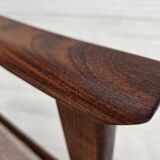 1970s, Danish highback armchair, furniture wool, teak wood, original.