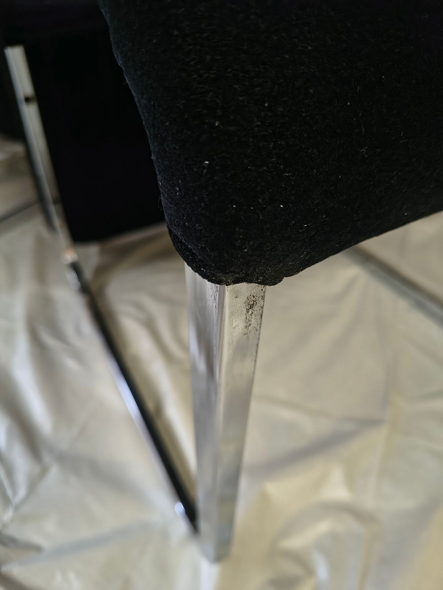 Vintage chrome chairs from the early 1980s.