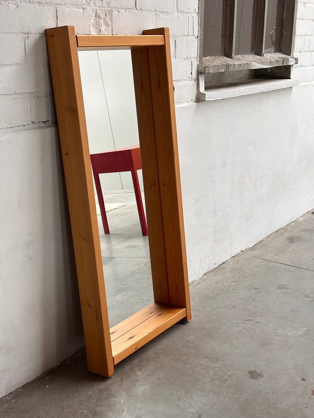 Large mirror in Swedish pine, 1970s