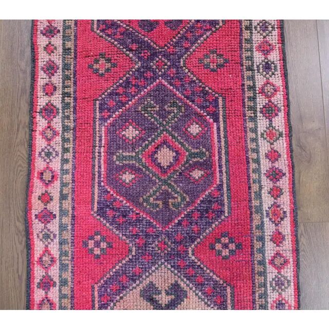 1970s Turkish Handmade Wool Runner Rug 76x299