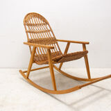 Mid-Century Wicker Rocking Chair, Czechoslovakia, 1970's