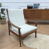 Vintage reupholstered Scandinavian armchair