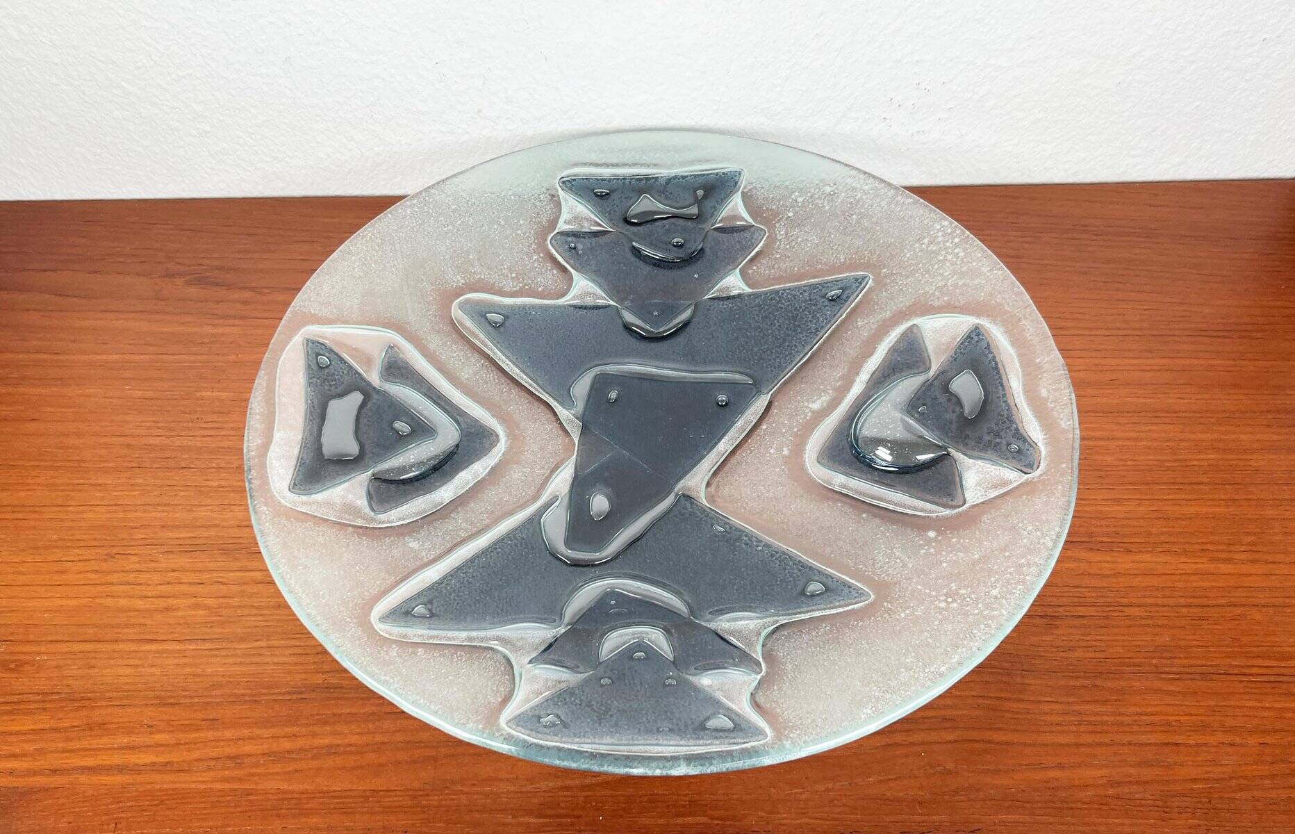 Large glass art bowl from mid-century Danish design, 1960s.