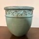 Old Flower Pot Ceramic Terracotta Glazed Varnished Blue Planter