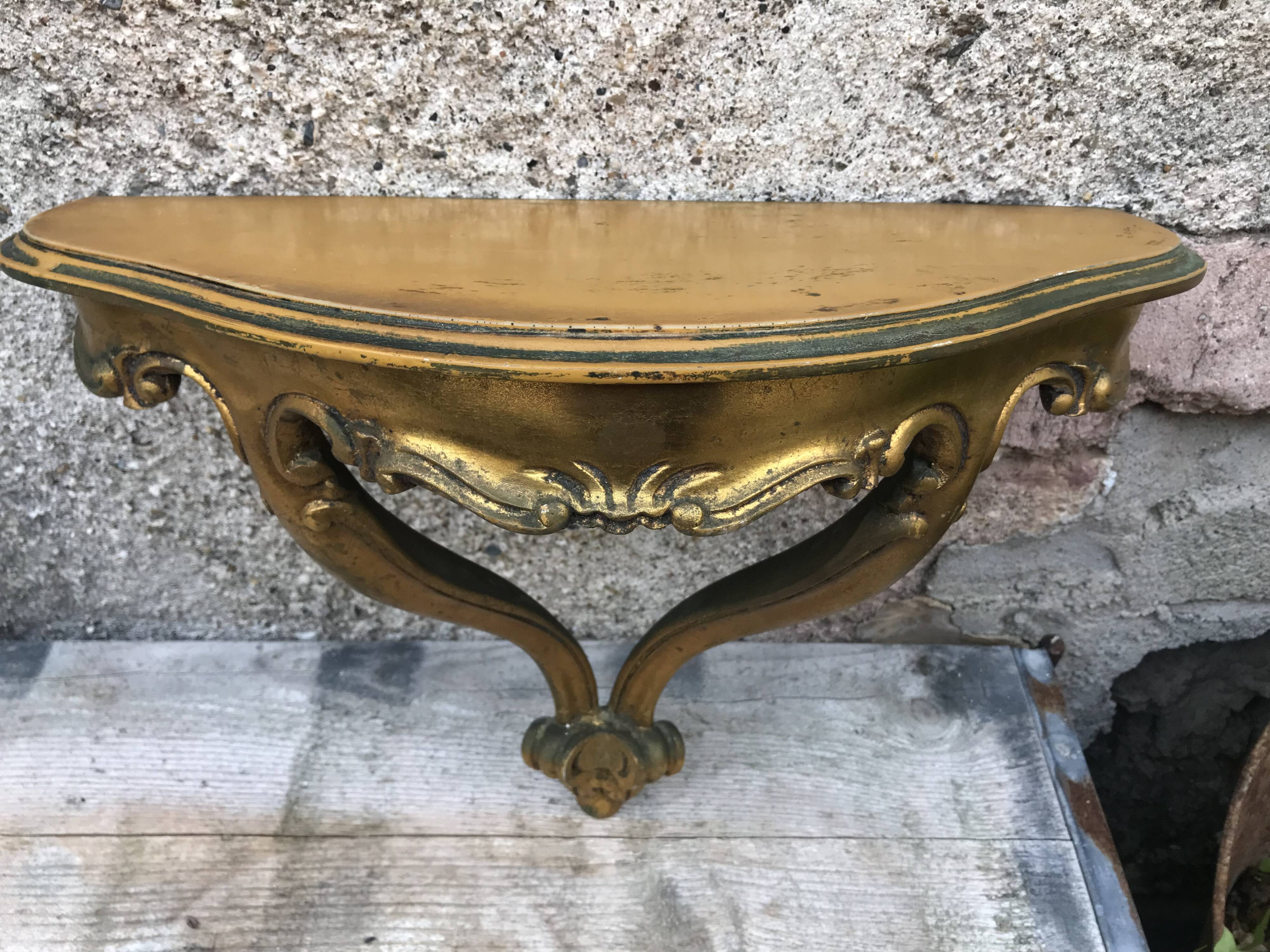 Console murale dorée vintage