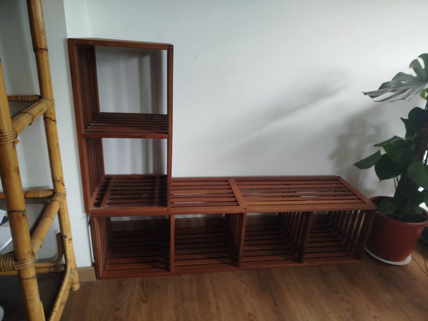 Lovely pair of vintage teak shelves, 1970s
