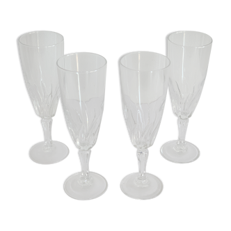 4 vintage champagne flutes