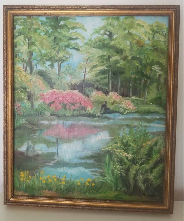 Peinture sur toile ''Flânerie dans le parc