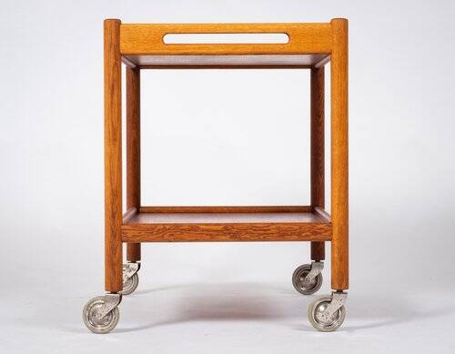 Chariot de bar danois moderne du milieu du siècle par Hans J. Wegner pour Andreas Tuck, années 1950.