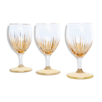 Set of 3 walking glasses, gilded, mid-20th century, art deco