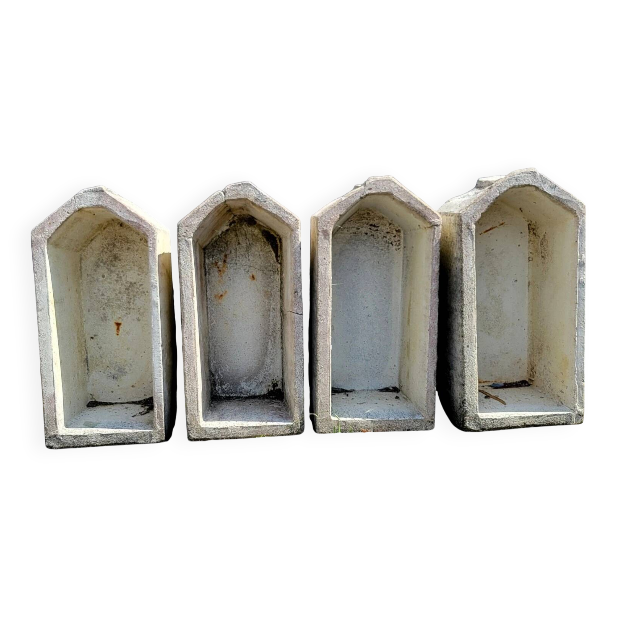 Set of 4 Art Deco style planters in reconstituted stone, 20th century