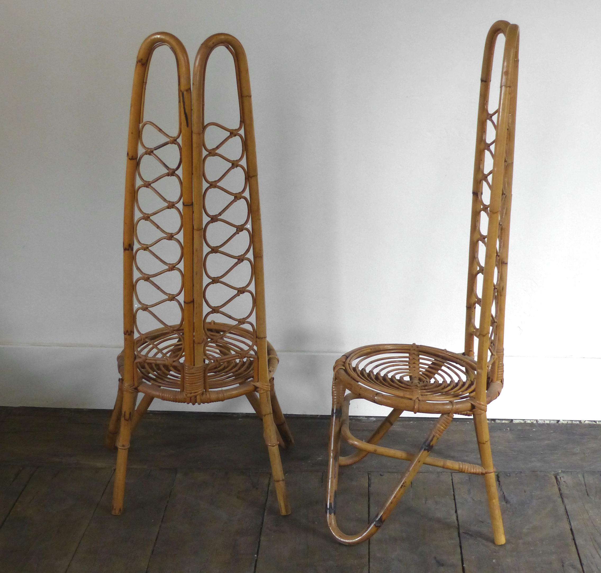 Pair of low bamboo chairs 1960
