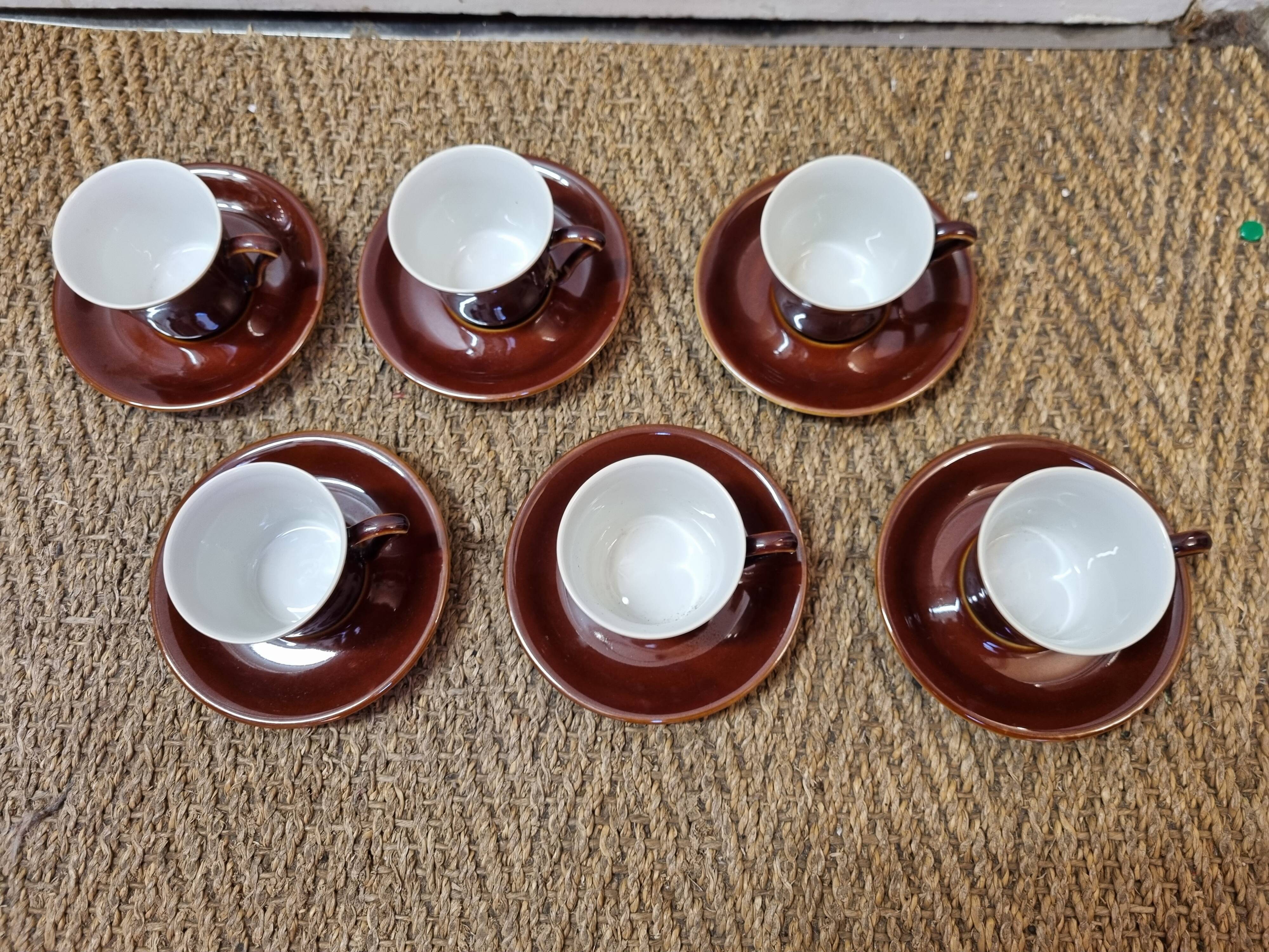 6 cups from 1940/50 enameled ceramic