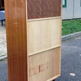 Vintage Scandinavian secretary in lacquered wood with display cabinet and drawers