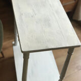 Vintage wooden side table with white patina