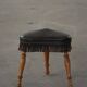 Danish oak tripod stool from the early 20th century with leather fringe, 1930s.
