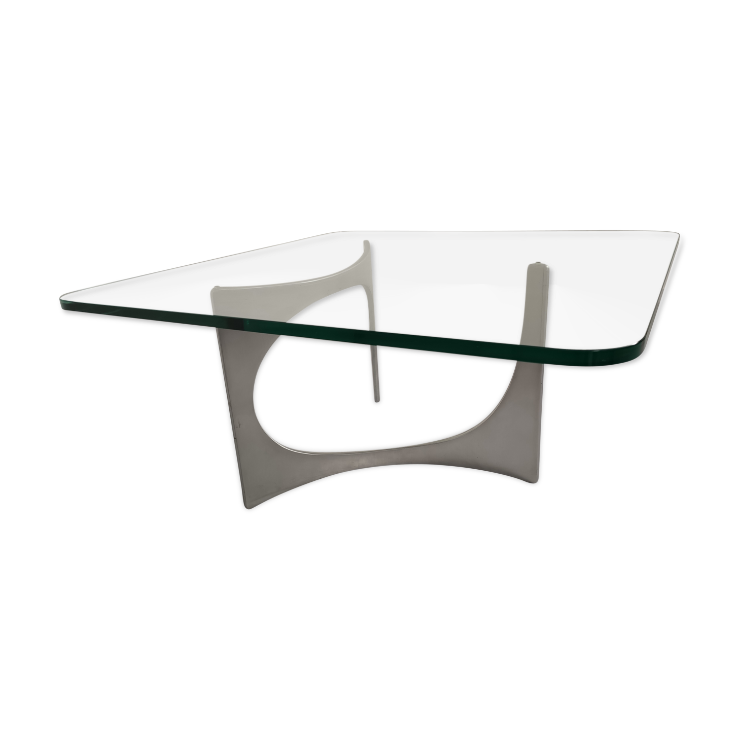 Alu and glass coffee table by KNUT HESTERBERG 1970s